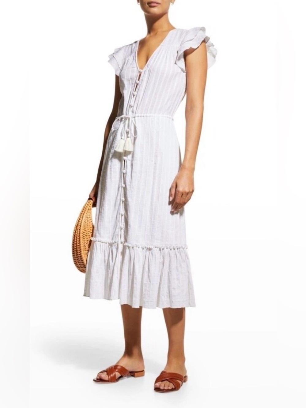 Veronica Beard Tinzia lurex-striped midi dress
